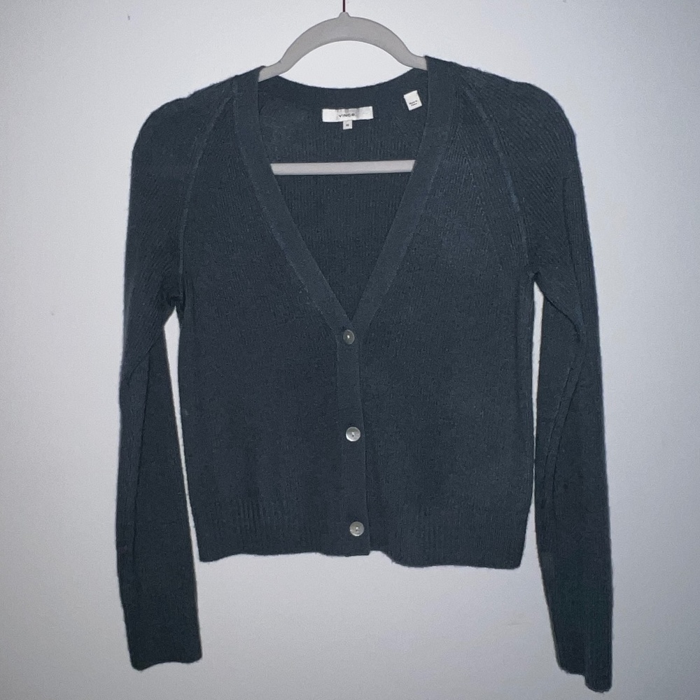 vince grayish blue v neck sweater size XS
